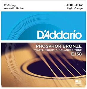 D'Addario EJ38 Phosphor Bronze 12-String Acoustic Guitar Strings - Light, 10/47 Footlocker Finishline Cheap Pice
