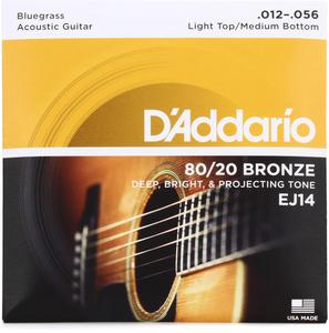 D'Addario EJ14 80/20 Bronze Bluegrass Acoustic Guitar Strings - Light Top/Med Bottom, 12/56 Discount Shop
