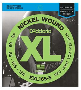 D'Addario EXL165-5 Round Wound 5 String Long Scale Bass Strings - 45-135 Outlet 2025 New