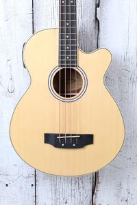 Washburn AB5 4 String Cutaway Acoustic Electric Bass Guitar Natural with Gig Bag Cheap Sale Brand New Unisex