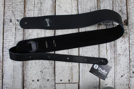 Thalia Gibson Black Leather Guitar Strap with Pearl Logo Comfortable Online