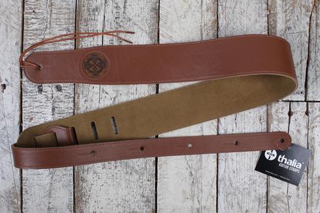 Thalia Brown Leather Guitar Strap with AAA Curly Koa Celtic Cross Clearance Eastbay