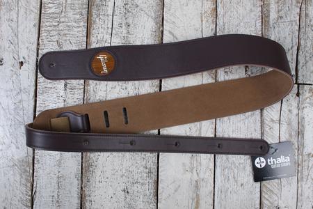 Thalia Gibson Dark Chocolate Leather Guitar Strap with AAA Koa Pearl Clearance Limited Edition