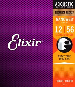Elixir Nanoweb Phosphor Bronze Light/Medium Acoustic Guitar Strings - 12/56 Best Pices For Sale