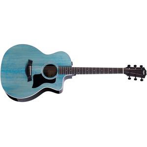 Taylor 214ce-BLUE DLX LTD Limited Edition Grand Auditorium Acoustic/Electric Guitar with Hardshell Case-Transparent Blue Perfect