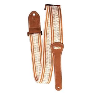Taylor 4014-20 Academy 2" Jacquard Cotton Guitar Strap-White/Brown Cheap Sale Manchester Great Sale