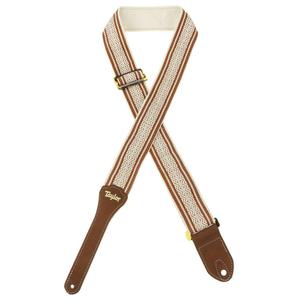 Taylor Academy 2" Cotton Jacquard Guitar Strap-White/Brown Clearance New Arrival