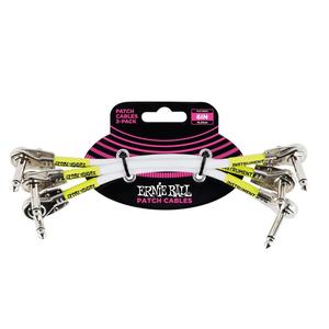 Ernie Ball 6052 Pancake Patch Cables 1/4" RA Male- 1/4" RA Male 6" 3-Pack-White Marketable For Sale