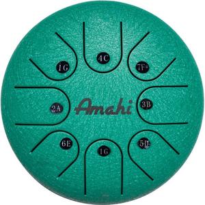 Amahi KLG6-6GR 6" Steel Tongue Drum Key of G, 8-Note with Gig Bag & Mallets-Green With Credit Card Free Shipping