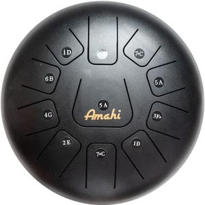 Amahi KLG12-11BK 12" Steel Tongue Drum Key of D, 11-Note with Gig Bag & Mallets-Black Wholesale Pice Cheap Online