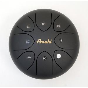 Amahi KLG8BK 8" Steel Tongue Drum Key of C, 8-Note with Gig Bag & Mallets-Black Genuine For Sale