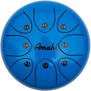 Amahi KLG8BL 8" Steel Tongue Drum Key of C, 8-Note with Gig Bag & Mallets-Blue Cheap Sale New Arrival