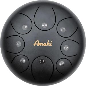 Amahi KLG10-8BK 10" Steel Tongue Drum Key of D, 8-Note with Gig Bag & Mallets-Black For Sale For Sale
