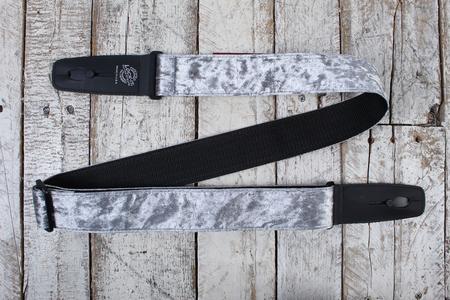 Lock It Straps 2 Inch Crushed Velvet Series Guitar Strap Silver Clearance Manchester Great Sale