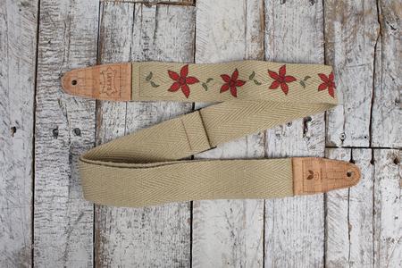 Levy's MH8P-012 2 Inch Wide Guitar Strap Flowering Vine Hemp Series with Red Flowers Buy Cheap Tumblr