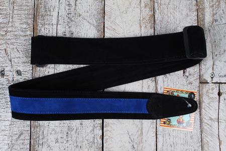 Henry Heller 2 Inch Wide Black with Blue Strip Suede Adjustable Guitar Strap Cheap Pice For Sale