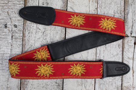 Levy's MPJG-SUN-RED 2 Inch Poly Guitar Strap Jaquard Weave Sun Design Red Pick A Best Cheap Pice