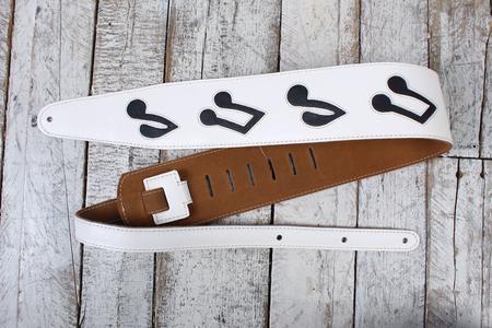 Henry Heller 3 Inch Suede Guitar Strap White with Black Music Notes Countdown Package Cheap Pice