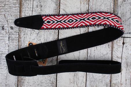 Henry Heller 2 Inch Woven Peruvian Wool Guitar Strap with Suede Backing Red Black and White Cheap Sale 2025