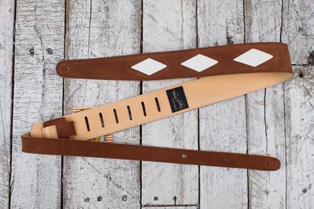 Henry Heller 2 Inch Diamond Cut Out Guitar Strap Brown and Bone Sale Low Shipping Fee