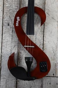 Stagg 4/4 S Shaped Electric Violin Set Violinburst Electric Violin w Soft Case Sale Low Cost