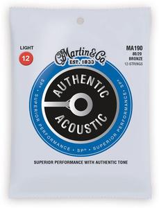 Martin MA190 Authentic 80/20 Bronze 12-String Acoustic Guitar Strings - Light Discount The Cheapest