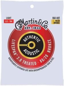 Martin MA140T Authentic Lifespan 2.0 Treated 80/20 Bronze Acoustic Guitar Strings - Light Largest Supplier