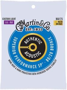 Martin MA175 Authentic 80/20 Bronze Acoustic Guitar Strings - Custom Light Cheap Sale Popular