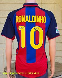 SPANISH LA LIGA BARCELONA FC 2003-2004 LA LIGA 2ND LEGENDARY RONALDINHO 10 JERSEY AUTHENTIC NIKE SHIRT CAMISETA MEDIUM  SOLD !!! Brand New Unisex Sale Online