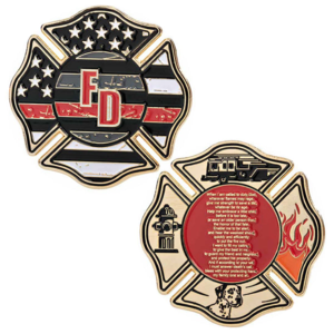 Firefighters Prayer - Thin Red Line Challenge Coin Buy Cheap For Cheap