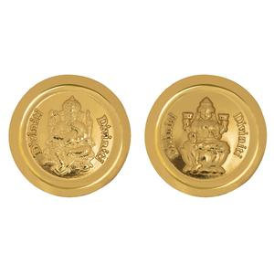 Diviniti 24K Gold Plated Laxmi & Ganesha Coin (18mm) Buy Online Cheap Pice