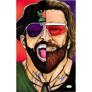 Major Wrestling Figure Podcast Haney 11 x 17 Poster - JSA DUAL AUTOGRAPHED Get To Buy For Sale