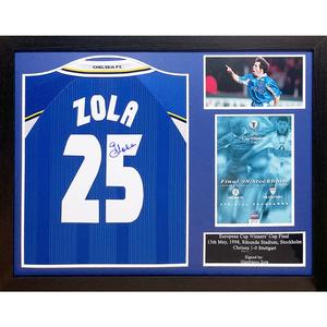 Chelsea FC 1998 Gianfranco Zola Signed Shirt (Framed) Professional
