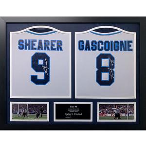 England FA 1996 Alan Shearer and Paul Gascoigne Signed Shirts (Dual Framed) Free Shipping Online