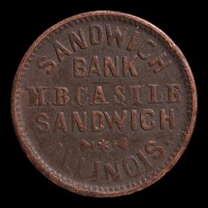 U.S. Civil War Token, Store Card, Sandwich Bank - Undated (c. 1861 to 1865) - United States of America Amazon For Sale