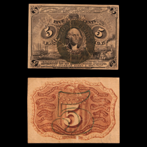 U.S. Fractional Currency, 5¢ Note, Second Issue - 1863 to 1867 - American Civil War Outlet Popular