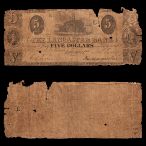 Pennsylvania, The Lancaster Bank, $5 "Wildcat" Banknote - 1847 - United States of America Geniue Stockist Online