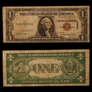 $1 U.S. Silver Certificate, Hawaii Overprint Note - 1942 to 1944 - World War II Cheap Manchester