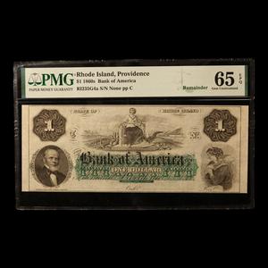 Rhode Island, Bank of America, One Dollar Note - 1860s - American Civil War Discount Pay With Visa