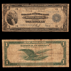 $1 Federal Reserve Bank Note, Minneapolis, Minnesota (Rare) - 1918 - United States of America Pick A Best For Sale