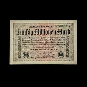 German Inflation Bill, 50,000,000 Marks - 1923 - Weimar Republic Find Great Online