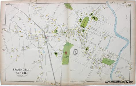 1889 - Framingham Centre (MA) - Antique Map Cheap Sale Pay With Visa