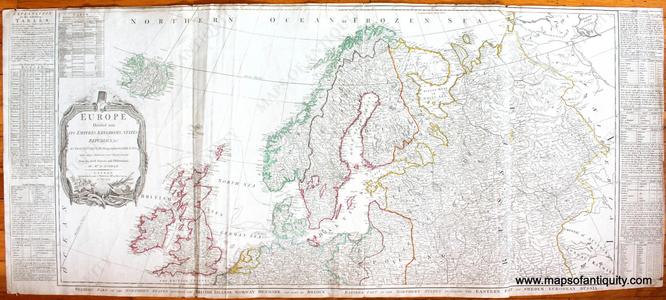 1787 - Europe divided into its empires, kingdoms, states, republics, &c. (Pair of 2 maps - Northern and Southern halves) *****SOLD***** - Antique Map Official Site For Sale