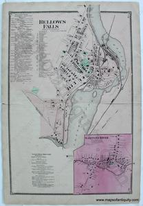 1869 - Bellows Falls, VT - Vermont - Antique Map Cheap Footlocker Finishline
