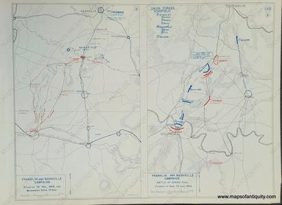 1948 - Franklin and Nashville Campaign, Situation 26 Nov., 1864, and Movements Since 19 Nov., and Battle of Spring Hill, Situation at Dark, 29 Nov., 1864 (Plate 133) - Antique Map Sale New Styles