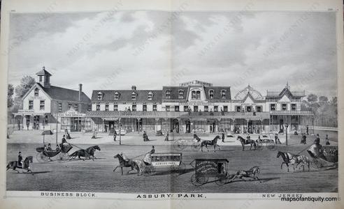 1878 - Business Block, Asbury Park, New Jersey engraving - Antique Engraved Print Cheap Sale Outlet Store