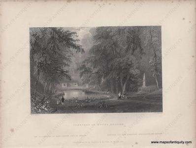 1839 - Cemetery of Mount Auburn - Antique Print Order Cheap Online