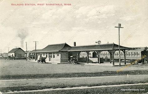 1912 - Railroad Station, West Barnstable, Mass - Postcard - Antique Cheap Best Place