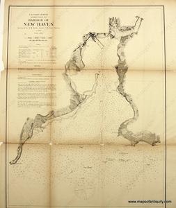 1872 - Harbor of New Haven - Antique Chart Sale Low Pice