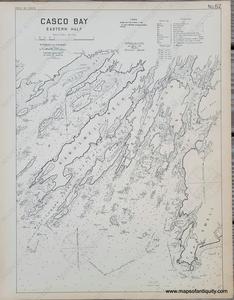 1909 - Casco Bay Eastern Half - Antique Chart Cheapest Pice